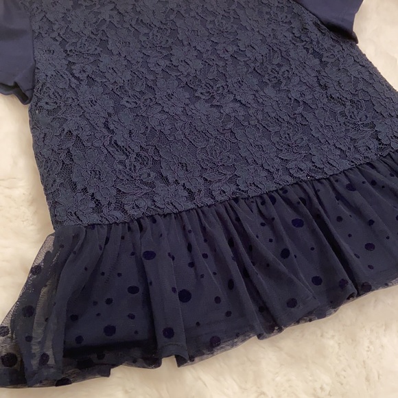 Oasis Lace Polka Dot Mesh and Lip Embellished Top - Picture 7 of 8